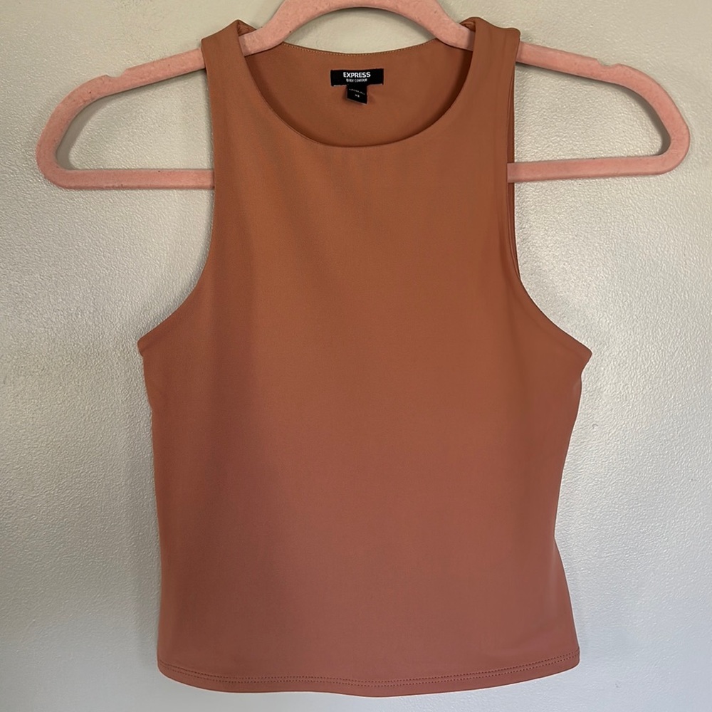 Express Body Contour High Compression High Neck Cropped Tank - XS